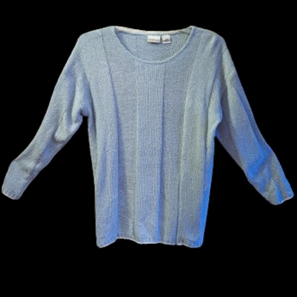 Newport News Pastel Blue Unique Zipper Design Top - M